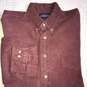 Lands’ End Men’s Burgundy Denim Shirt